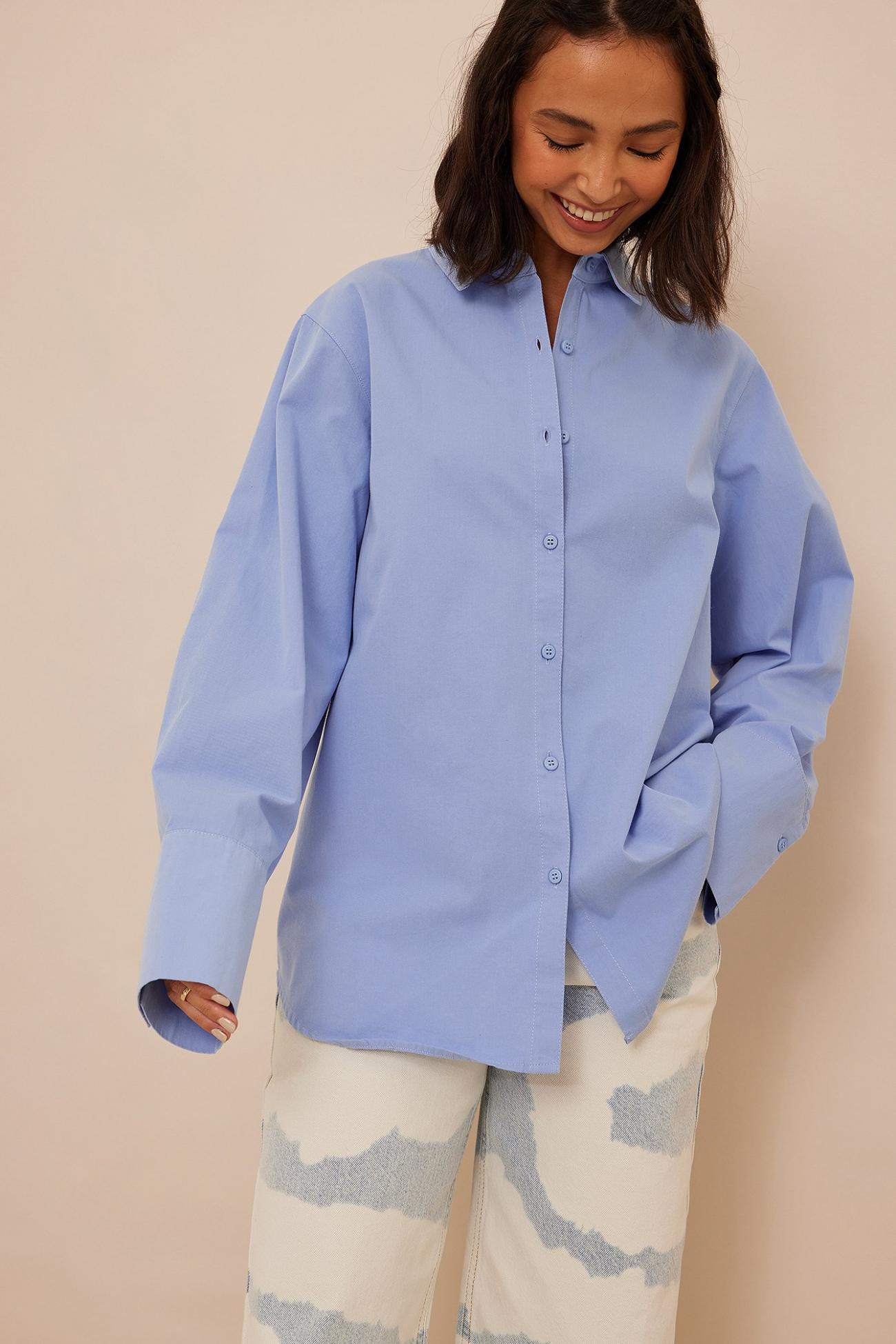 Streng Stilk moden Skjorter & Bluser | NA-KD Kvinder Oversize skjorte Blå Mid Blue ~  LIUTERIABRUMA